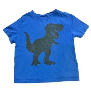 Hanna Andersson Boys Blue T-Rex Dinosaur Graphic Tee Shirt Organic Cotton US 4